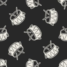 Doodle Toy Drum seamless pattern background N3