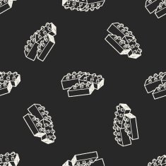 Doodle Building Blocks seamless pattern background N3