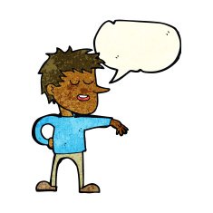 cartoon man making dismissive gesture with thought bubble N5
