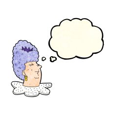 cartoon queen's head with thought bubble N3