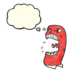 cartoon furious man shouting with thought bubble N3