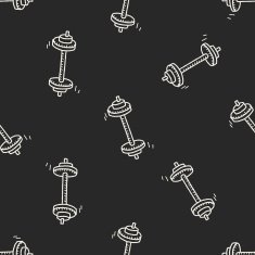 Doodle Dumbbell seamless pattern background N3
