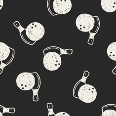 Doodle Bowling seamless pattern background N3