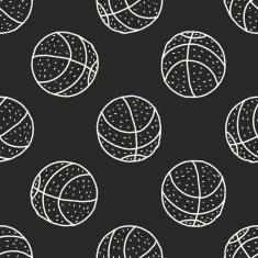 doodle basketball seamless pattern background N3