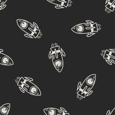 Doodle Spaceship seamless pattern background