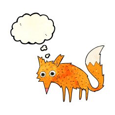 funny cartoon fox with thought bubble N2