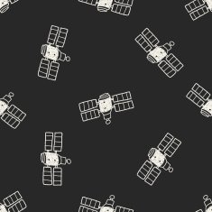Doodle Satellites seamless pattern background N10
