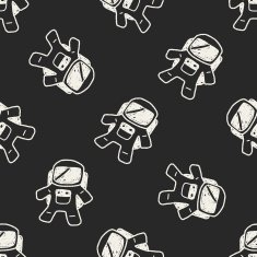 Doodle Astronaut seamless pattern background