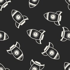 Doodle Spaceship seamless pattern background N4