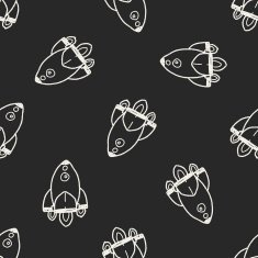 Doodle Spaceship seamless pattern background N6