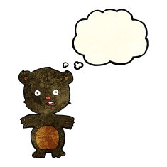 cute black bear cartoon with thought bubble N3