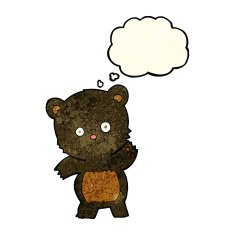 cute black bear cartoon with thought bubble N4