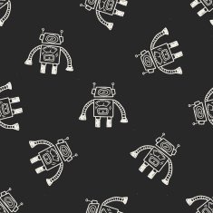 Doodle Robot seamless pattern background N29