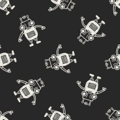 Doodle Robot seamless pattern background N34