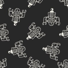 Doodle Robot seamless pattern background N35