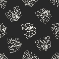 Doodle Robot seamless pattern background N36