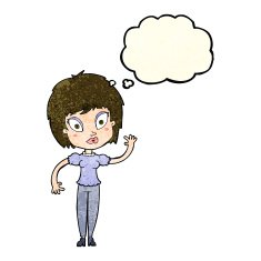 cartoon pretty girl with thought bubble N28