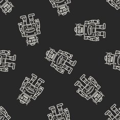 Doodle Robot seamless pattern background N39