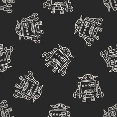 Doodle Robot seamless pattern background N40