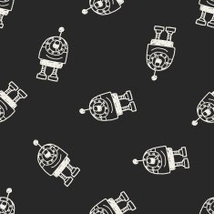 Doodle Robot seamless pattern background N42