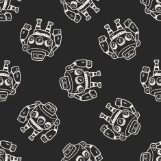 Doodle Robot seamless pattern background N44