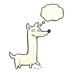 funny cartoon dog with thought bubble N5