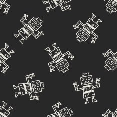 Doodle Robot seamless pattern background N45