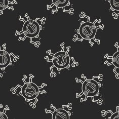 Doodle Robot seamless pattern background N46