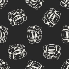 Doodle Robot seamless pattern background N48