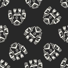 Doodle Robot seamless pattern background N49