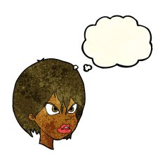 Cartoon Annoyed Woman With Thought Bubble N47