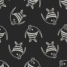 Doodle Angelfish seamless pattern background