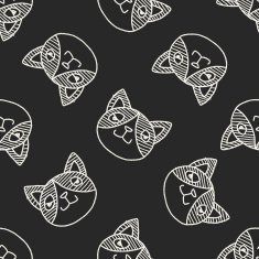 Doodle Cat seamless pattern background N2