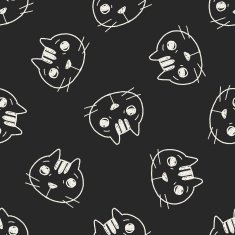 Doodle Cat seamless pattern background N3