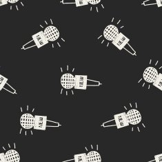 doodle microphone seamless pattern background N7