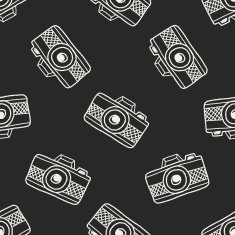 doodle camera seamless pattern background N9