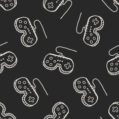 Doodle Joystick seamless pattern background