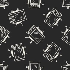 Doodle TV seamless pattern background N5