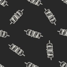 Doodle Kebab seamless pattern background N2