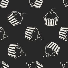 doodle cake seamless pattern background N26