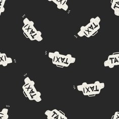 doodle taxi seamless pattern background