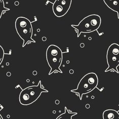 doodle submarine seamless pattern background