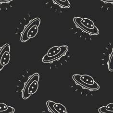 Doodle Ufo seamless pattern background N3