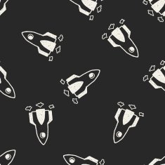 Doodle Rocket seamless pattern background N2