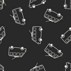 doodle tram seamless pattern background