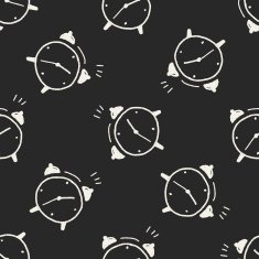 doodle alarm clock seamless pattern background