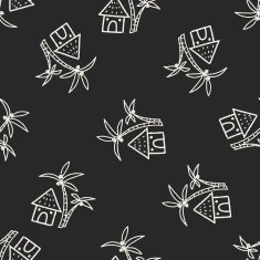 doodle house seamless pattern background N2