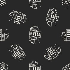 doodle house seamless pattern background N9