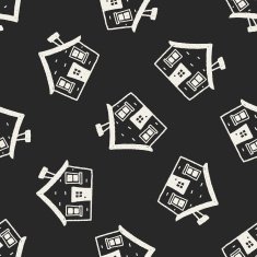 doodle house seamless pattern background N16