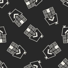 doodle house seamless pattern background N17